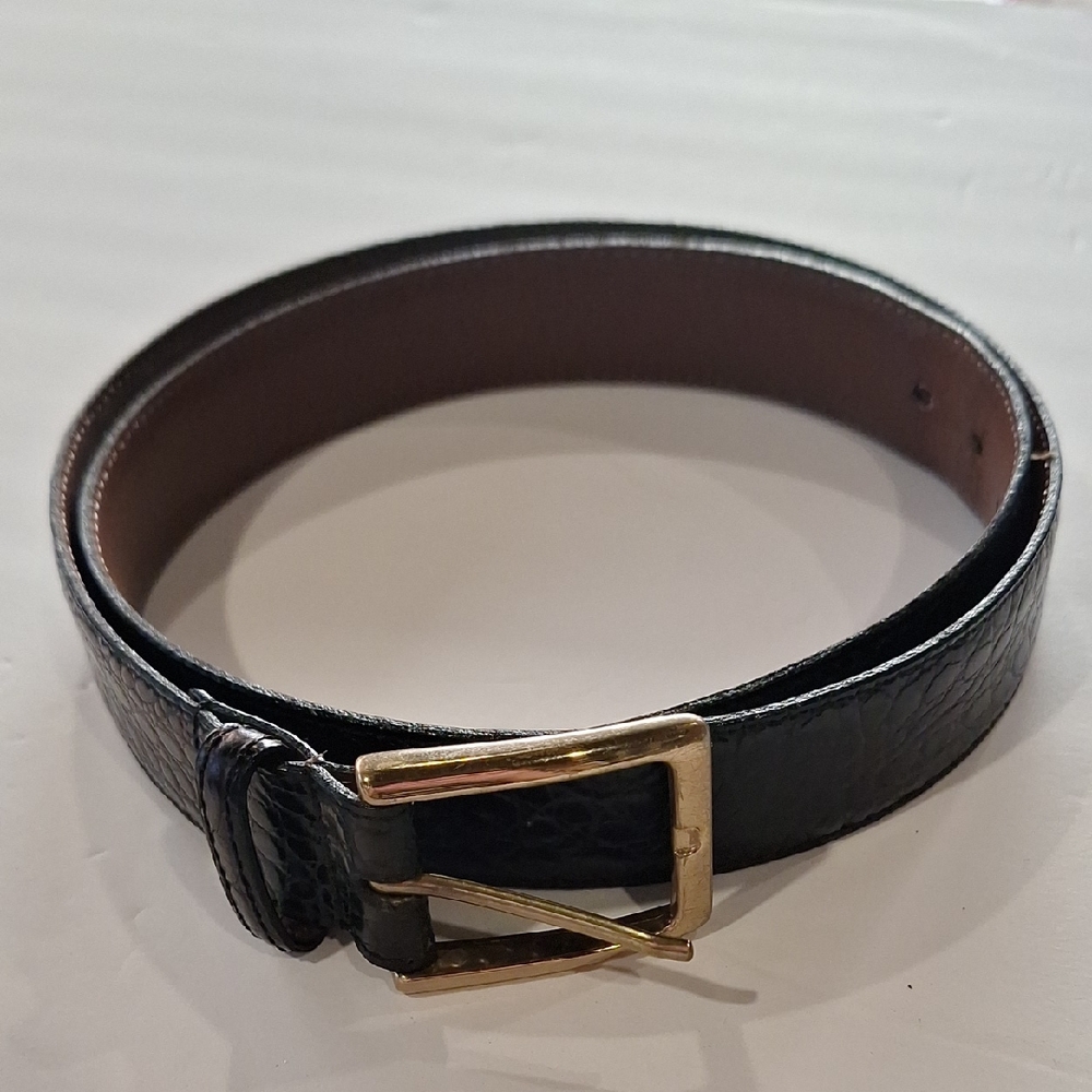 Torino Leather Co. Italian Kipskin Men's Black Belt W/ Solid Brass Buckle 36